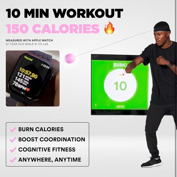 ⭕️Boxbollen Boxing Ball w Adjustable Strap. Interactive App Pink and Black SET - Picture 9 of 10